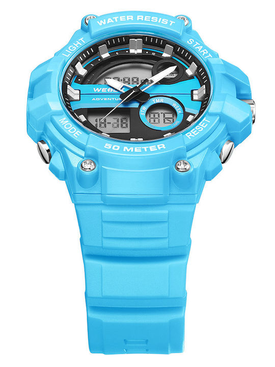 Weide Analog/Digital Herrenuhr Chronograph Batterie mit Blau Kautschukarmband