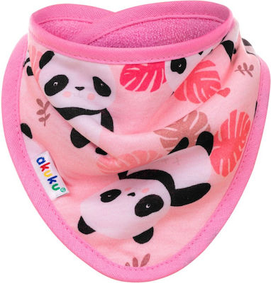 Akuku Panda Bib from 100% Cotton with Hoop & Loop Fastener Pink