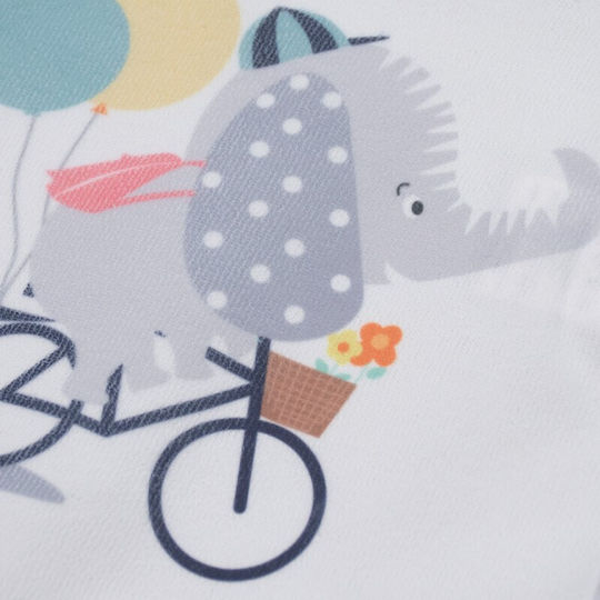 Kamtex Baby Αδιάβροχη Ποδιά Υφασμάτινη με Κουμπί Elephant