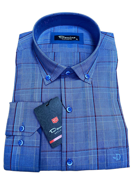 Domino Men's plaid shirt in blue color