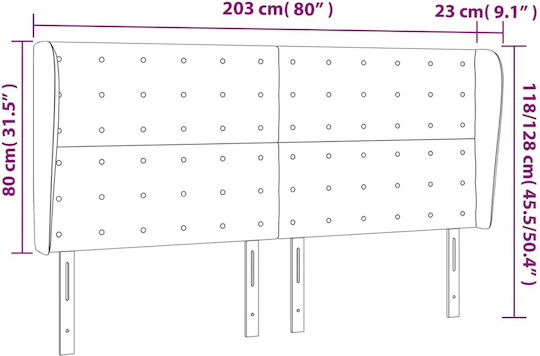 vidaXL Κεφαλάρι Κρεβατιού με Δερματίνη Μαύρο 203x118cm