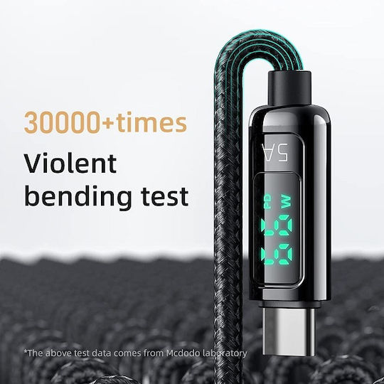 Mcdodo Visuelles Display Geflochtenes LED USB 2.0 Kabel USB Typ-C männlich - USB-A 66W PD Schwarz 1.2m CA-8690