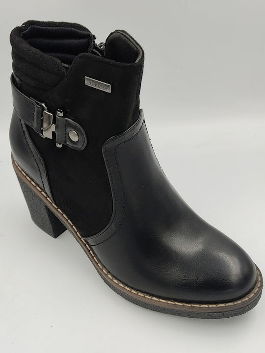 Blondie Leather Women's Ankle Boots with Medium Heel Black