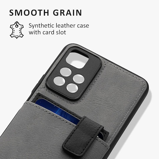 Kalibri 2 in 1 Back Cover Piele artificială cu Suport pentru Carduri Magnetic Light Grey / Black (Redmi Note 11 Pro+ 5G)