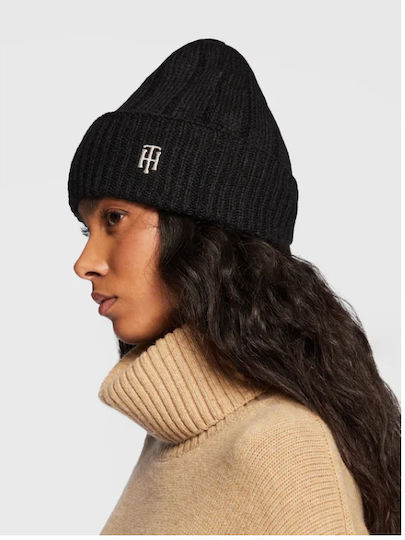 Beanie Γυναικείος Σκούφος με Rib Πλέξη σε Μαύρο χρώμα