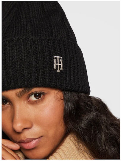 Beanie Γυναικείος Σκούφος με Rib Πλέξη σε Μαύρο χρώμα
