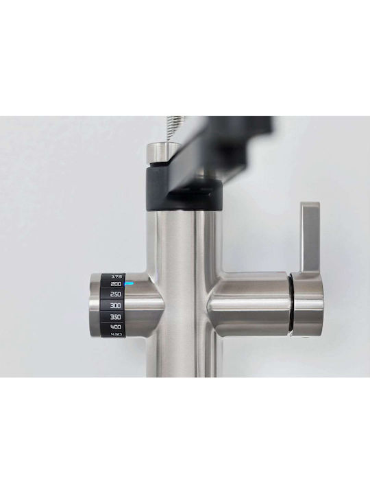 Blanco Evol-S Pro Ψηλή Μπαταρία Κουζίνας Πάγκου με Σπιράλ Inox Ασημί