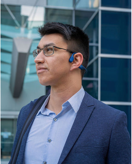 Shokz OpenRun Bone Conduction Bluetooth Handsfree Ακουστικά με Αντοχή στον Ιδρώτα Μπλε