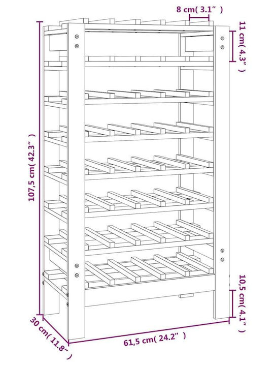 vidaXL Wandmontiert Weinkeller Hölzernes Braun 61.5x30x107.5εκ.