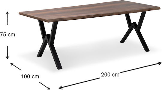 Walter Esszimmer- und Küchentisch Holz mit Metallrahmen 200x100x75cm