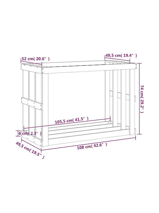 vidaXL Metallic Box Wood Storage 108x52x74cm White