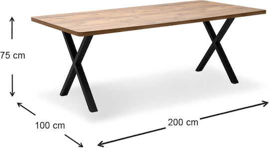 Jeremy Tisch Speisesaal Holz mit Metallgestell Acacia 200x100x75cm