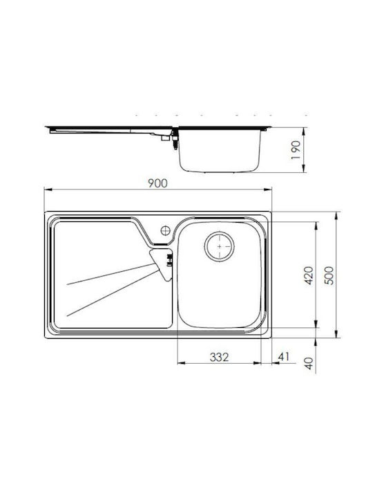 Macart Suter IL-90 Left Drop-In Sink Inox Satin W90xD50cm Silver