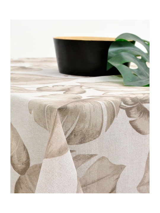 Pennie Monstera Cotton & Polyester Tablecloth Brown 140x180cm