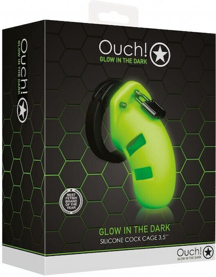 Shots Ouch! Glow in the Dark Клетка за Пенис Клетка за целомъдрие в Зелен Цвят