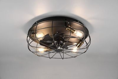 Trio Lighting Trondheim Ανεμιστήρας Οροφής 48cm με Φως και Τηλεχειριστήριο Μαύρος Ματ