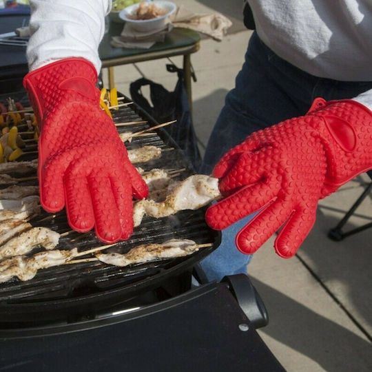 Factory Silicone Oven Mitts Set Red 2pcs