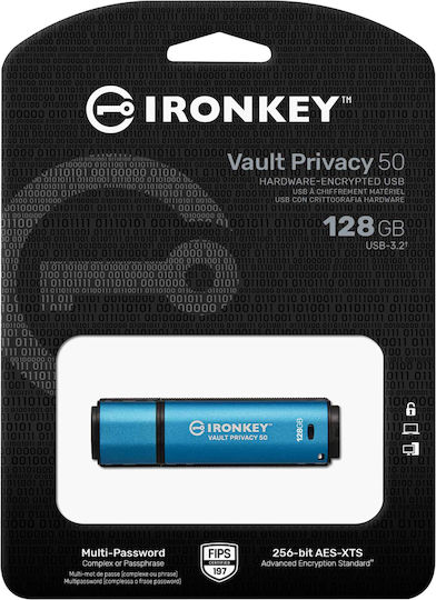 Kingston IronKey Vault Privacy 50 128ГБ USB 3.2 Стик Син