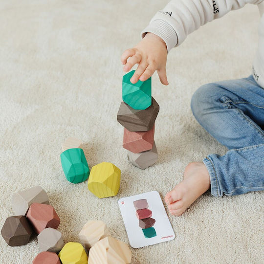 Miniland Stacking Toy Stacking Stones made of Wood for 12++ Months