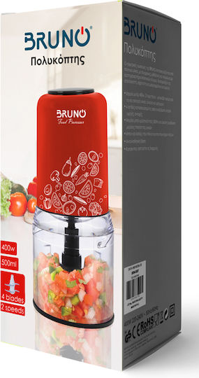 Bruno Πολυκόπτης Multi 400W με Δοχείο 500ml Κόκκινος