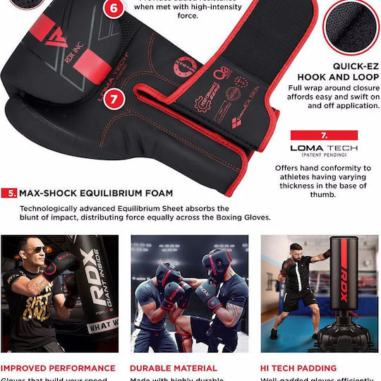RDX F6 KARA Γάντια Πυγμαχίας από Συνθετικό Δέρμα για Αγώνα Μαύρα