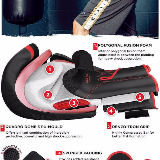 RDX F6 KARA Γάντια Πυγμαχίας από Συνθετικό Δέρμα για Αγώνα Μαύρα