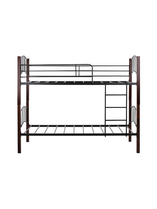 Kids Bed Bunk Single Black for Mattress 90x190cm