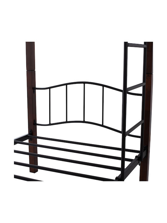 Kids Bed Bunk Single Black for Mattress 90x190cm