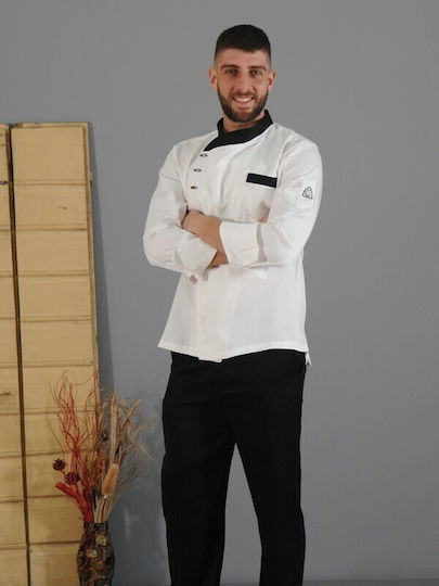 Blouse Chef Unisex White with Long Sleeve Tips