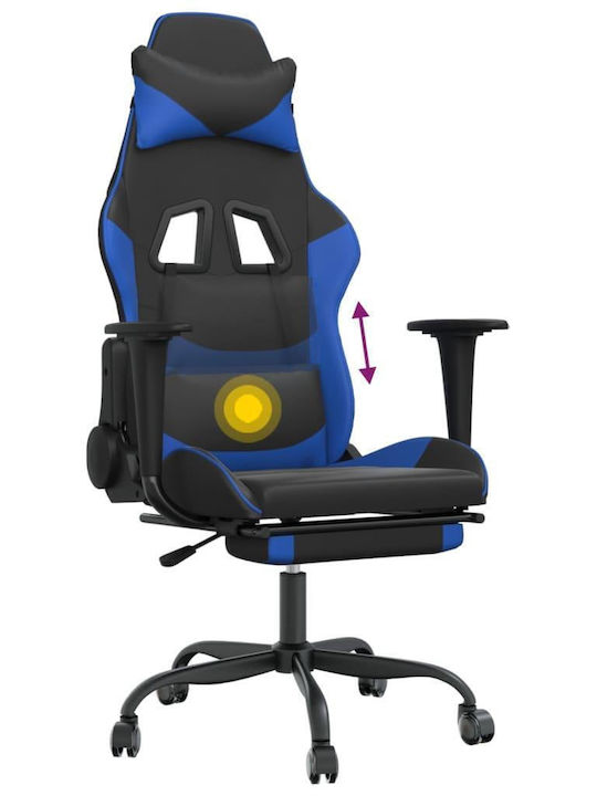 vidaXL 345411 Καρέκλα Gaming Δερματίνης με Υποπόδιο Μαύρο/Μπλε