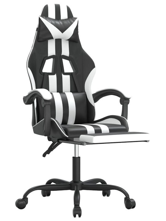 vidaXL 3143835 Artificial Leather Gaming Chair with Footrest Black / White