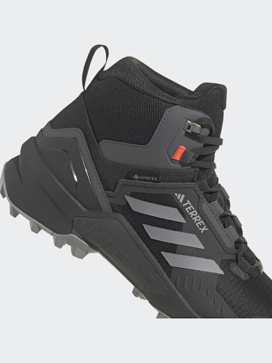 adidas Terrex Swift R3 Mid Women's Hiking Waterproof Boots with Gore-Tex Membrane Core Black Grey Three Solar Red