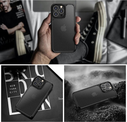 Techsuit Carbon Fuse Back Cover Silicone Black (iPhone 14 Pro Max) KF2310477