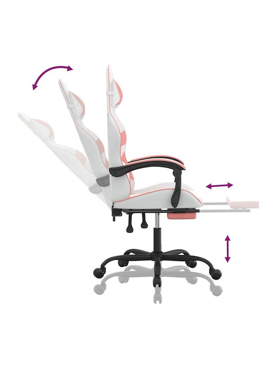 vidaXL 3143863 Gaming Chair with Footrest White / Pink