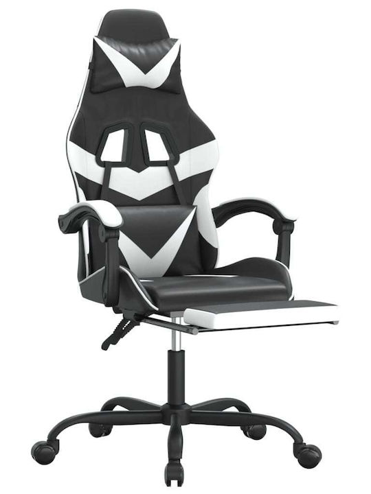 vidaXL 3143859 Καρέκλα Gaming Δερματίνης με Υποπόδιο Μαύρο/Λευκό
