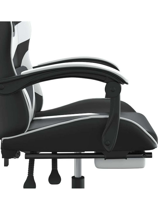 vidaXL 3143859 Καρέκλα Gaming Δερματίνης με Υποπόδιο Μαύρο/Λευκό