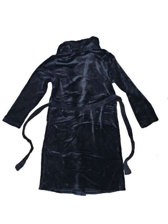 Robe Crossed Fleece (Velvet) Fluffy Black