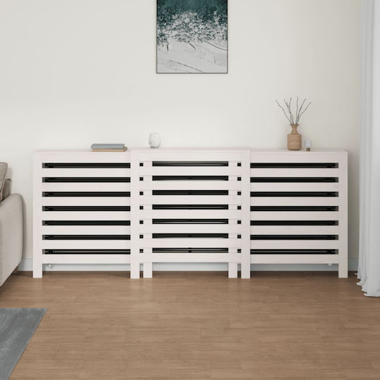 vidaXL Калориферен Капак от Масивно Дърво Бял 210x21x85см
