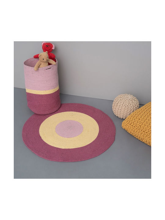 Palamaiki Tricolore Kinder Teppich Rosa Rund mit Durchmesser 140cm