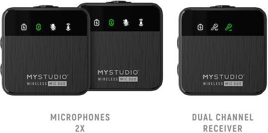 EasyPix MyStudio MIC DUO Σετ Ασύρματο Δυναμικό Μικρόφωνο Πέτου, Clip On για Φωνητικά