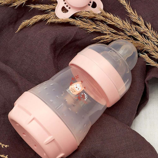 Mam Πλαστικό Μπιμπερό Easy Start Anti-Colic Forest Κατά των Κολικών με Θηλή Σιλικόνης για 0+ μηνών Ροζ Κουκουβάγια - Ροζ 160ml