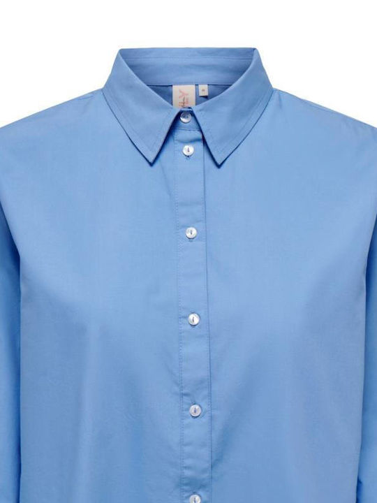 Women's Monochrome Long Sleeve Shirt Light Blue