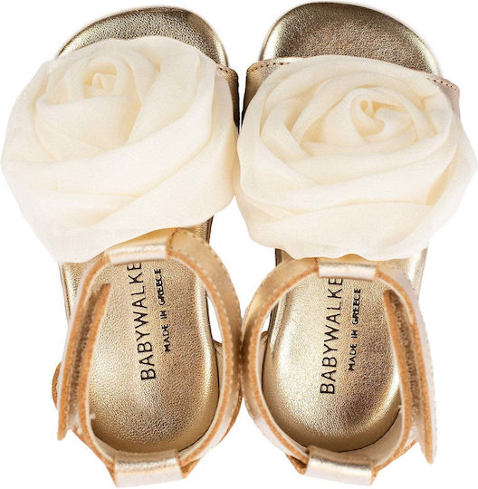 Babywalker Taufschuhe aus Leder in Gold-Rosé