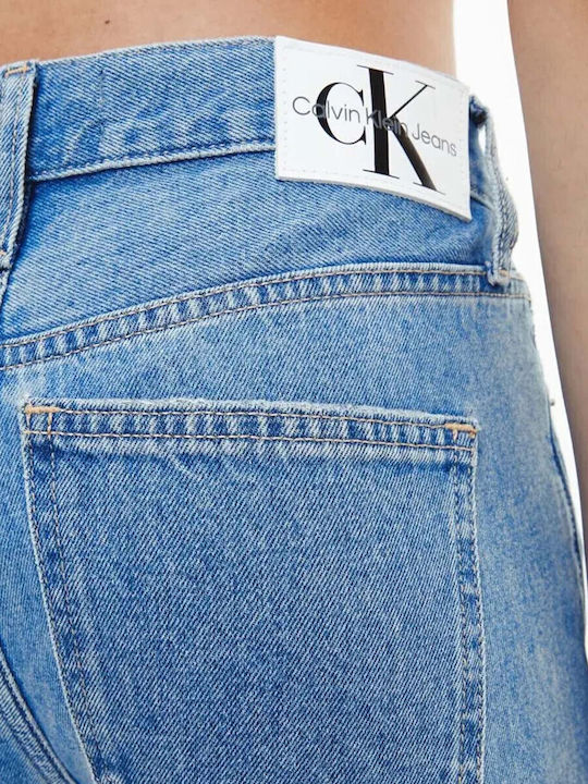 High Waist Women's Jean Trousers with Rips in Regular Fit Denim Light
