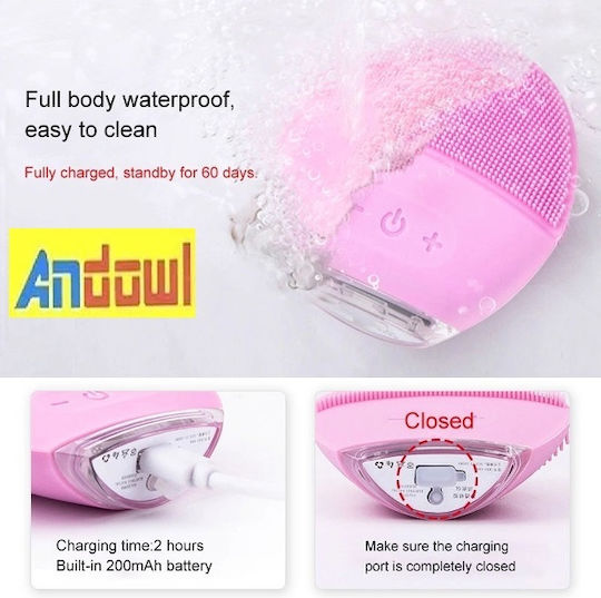 Andowl Четка за почистване на лице от силикон Pink Q-JM01