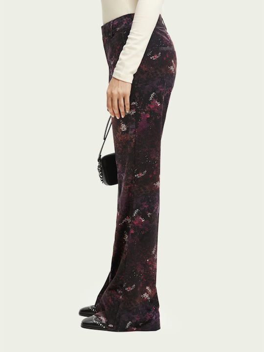 Damen Hoch tailliert Stoff Hose Schlag Midnight Slate