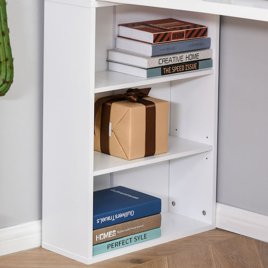 Schreibtisch Holz mit Bücherregal Weiß 98x51x153cm
