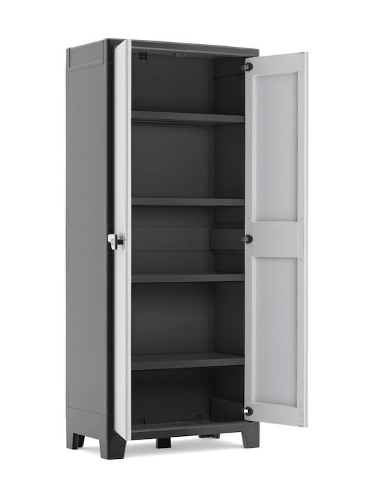 Double-leaf Excellence Low Outdoor Cabinet from Polypropylene with Locking Capability with 2 Shelves 65x45x97 cm