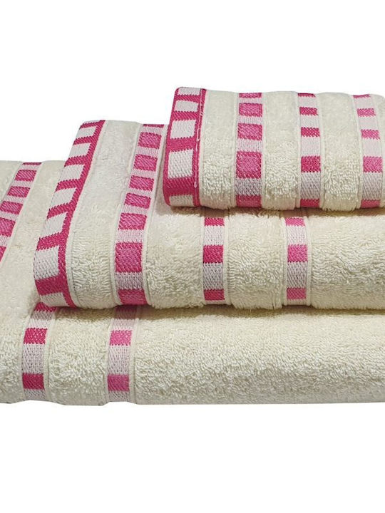 Le Blanc Facecloth Pennié Jacquard Polka Dot 50x90cm Krem-Korali Weight 450gr/m²