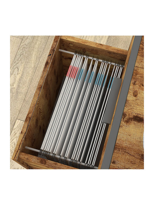 Office Storage Drawer with Wheels & 2 Drawers Brown L48.5xW48.5xH64.5cm ERK-HORB-US
